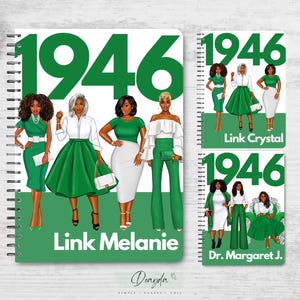 1946 Link Sisterhood In Green & White  | The Original Planner Notebook | Personalized Gift Shop For Her | Doayda