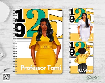 May include: Three spiral notebooks with a yellow, green, and black design. The notebooks feature the year 1925 and the names "Professor Tami", "Ayanna J." and "XULA Grad".