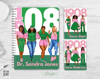 1908 Sisterhood In Pink & Green | The Original Planner Notebook | Personalized Gift Shop For Her | Doayda