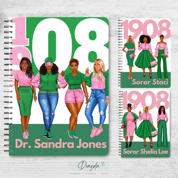 Personalized Premium Notebook | 1908 Sisterhood Journal | Chapter Meeting Planner | Handcrafted Gift for Her | Doayda