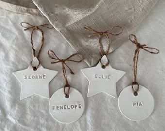 Personalised Clay Christmas and Wedding Ornament: Handmade Keepsake Gift Tag