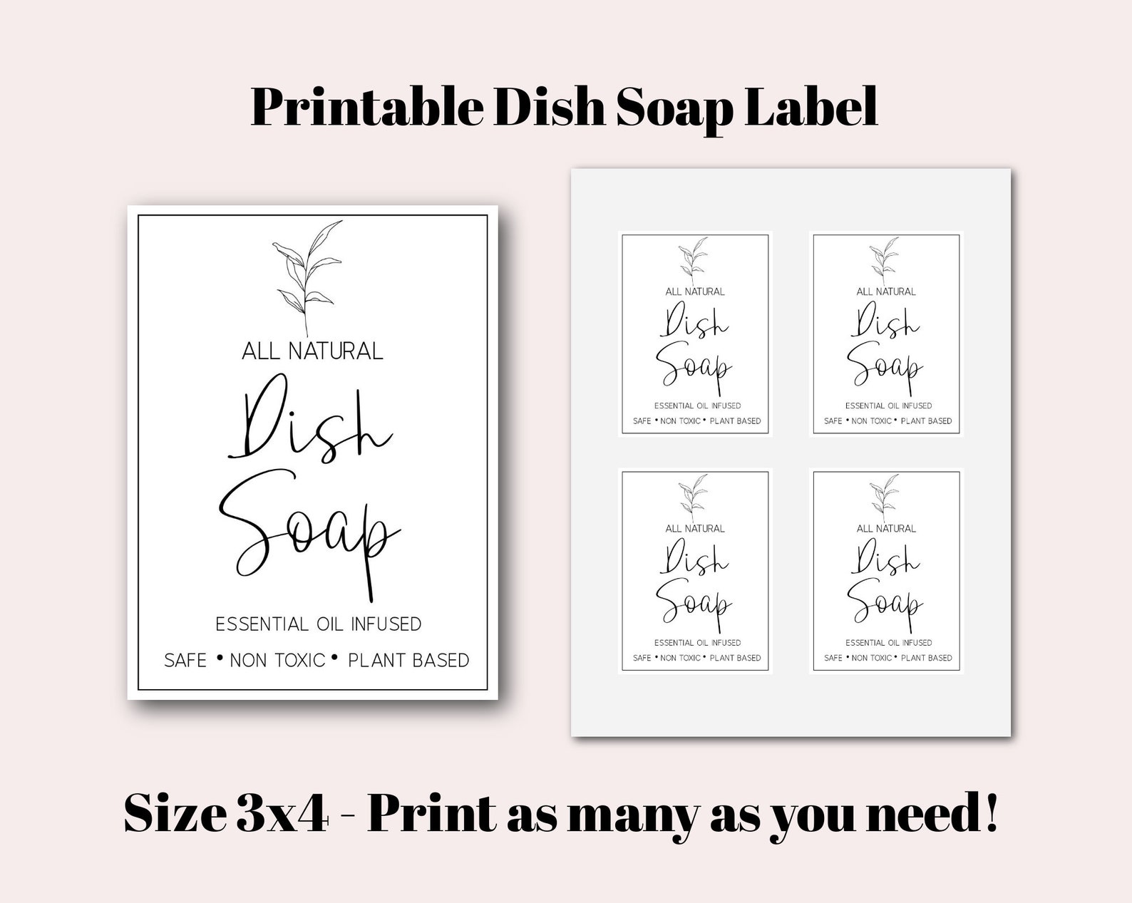 Printable Dish Soap Label, Dish Soap Label, Dish Soap Bottle Label