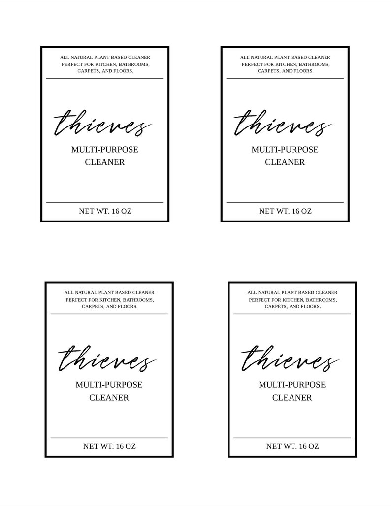 Thieves Printable Label Multi Purpose Cleaner Thieves - Etsy