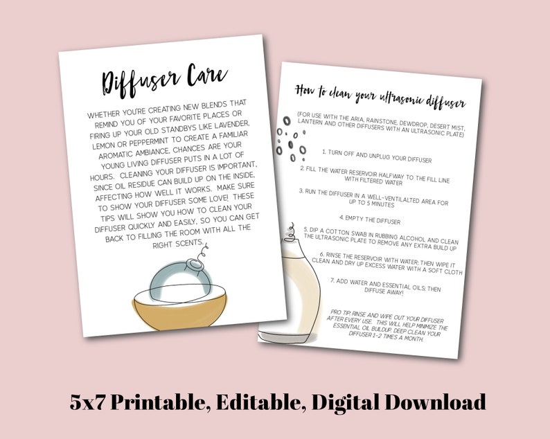 Young Living Diffuser Care Instructions Card Digital Etsy