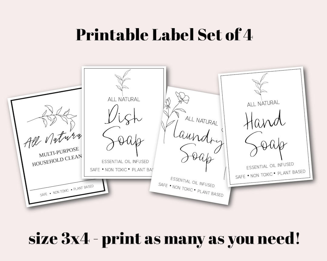 Printable Label Set, Multi Purpose Cleaner, Hand Soap, Dish Soap ...