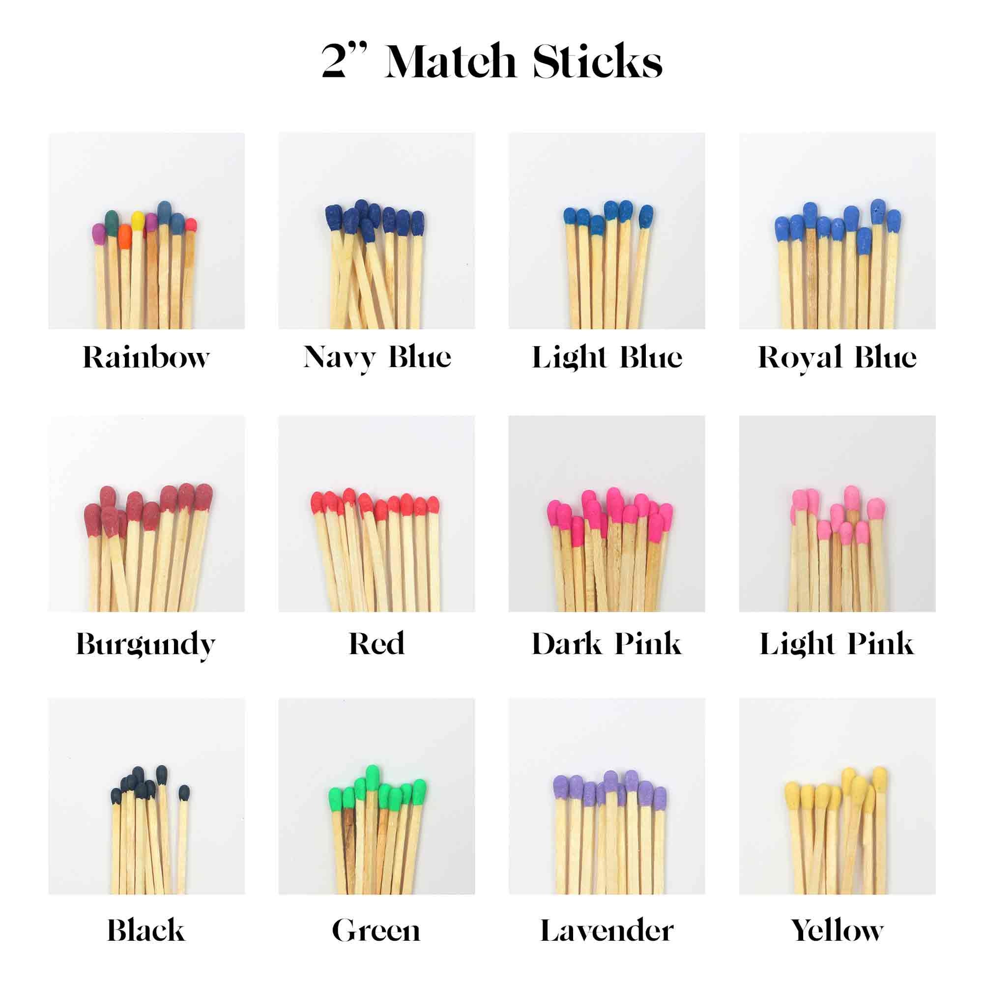 2 Colorful Matches with Strikers | 100 Rainbow Small Safety Matchsticks with Striking Pads by Thankful Greetings | Great for Gifts & Candle Lovers