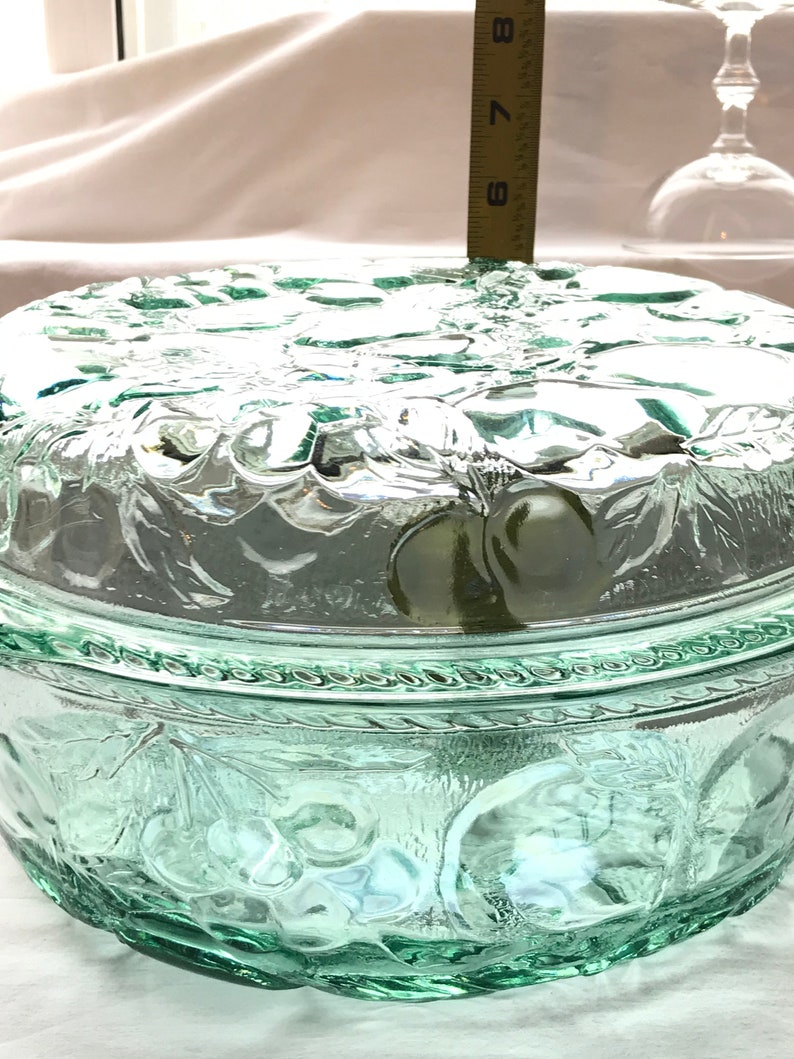 VINTAGE Libbey Casserole Orchard Fruit GREEN Oven Proof Glass Etsy