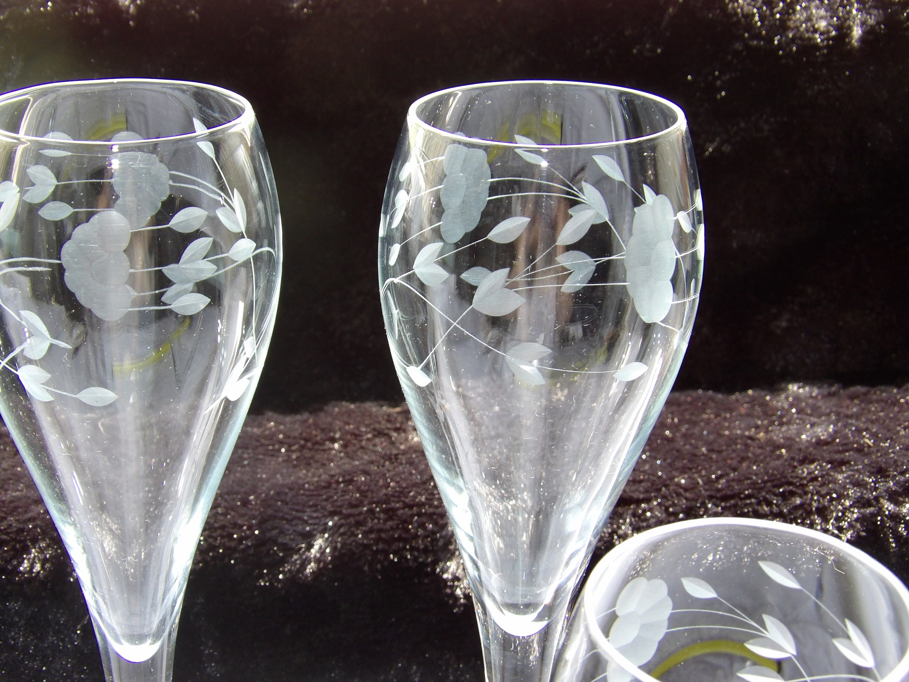 4 Princess House Crystal Heritage Etch 6 Oz Tulip Champagne Flutes Glasses  #432