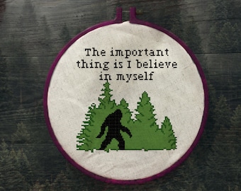 Big Foot Believe Cross Stitch Pattern
