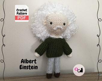 Patrón de muñeca de ganchillo Albert Einstein