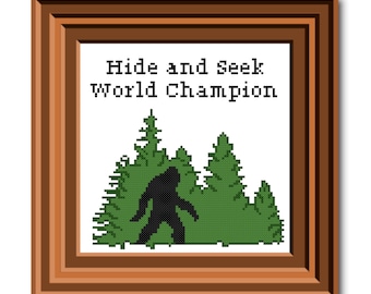 Big Foot Hide and Seek Cross Stitch Pattern
