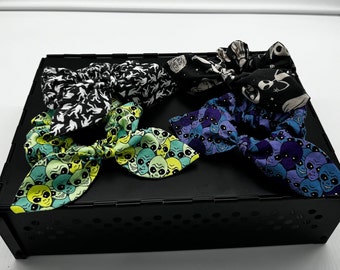 Alien and Cryptids Bunny Ear Scrunchies - Multiple Designs, Bunny Ear Bow Scrunchie Style