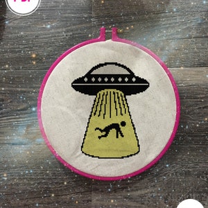 Alien Abduction Cross Stitch Pattern