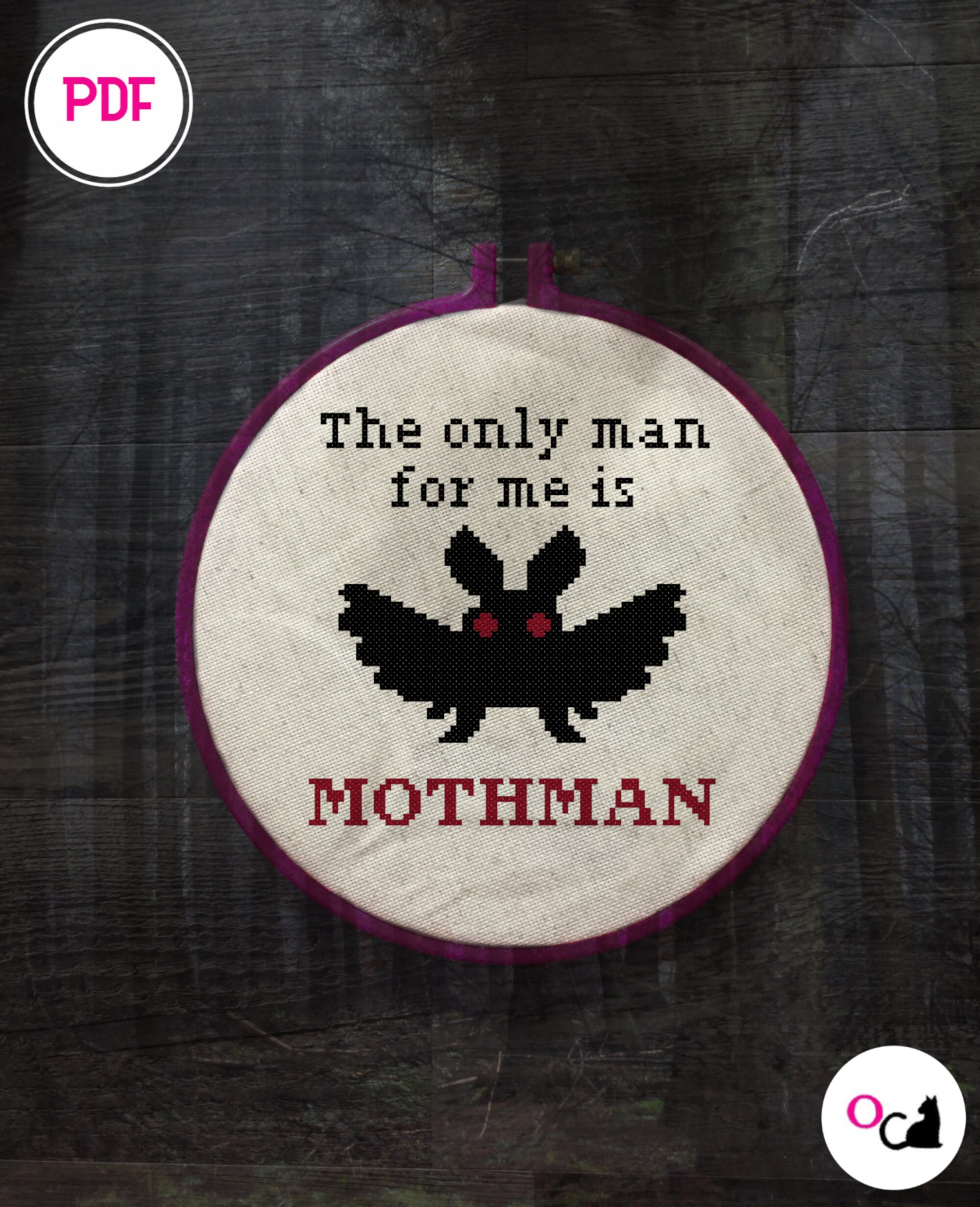 Mothman for Me Cross Stitch Pattern