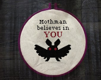 Mothman Believes Cross Stitch Pattern