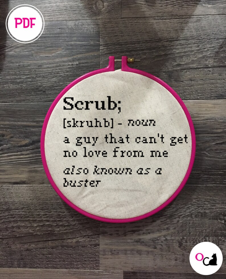 Scrub Definition Cross Stitch Pattern Etsy