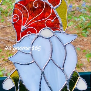 Stained glass garden gnomes