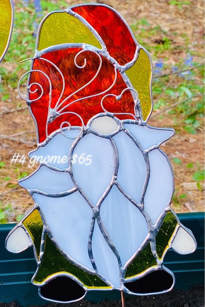 Stained Glass Garden Gnomes Etsy
