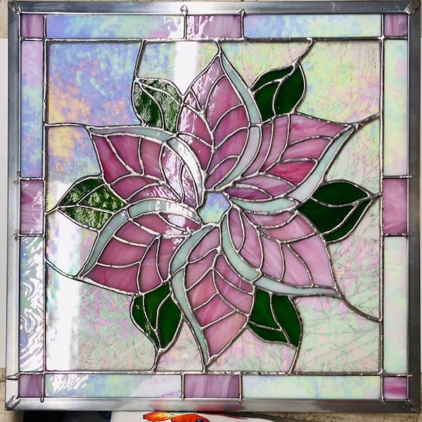 Pink stained glass flower