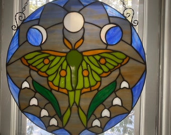 Luna moth stained glass
