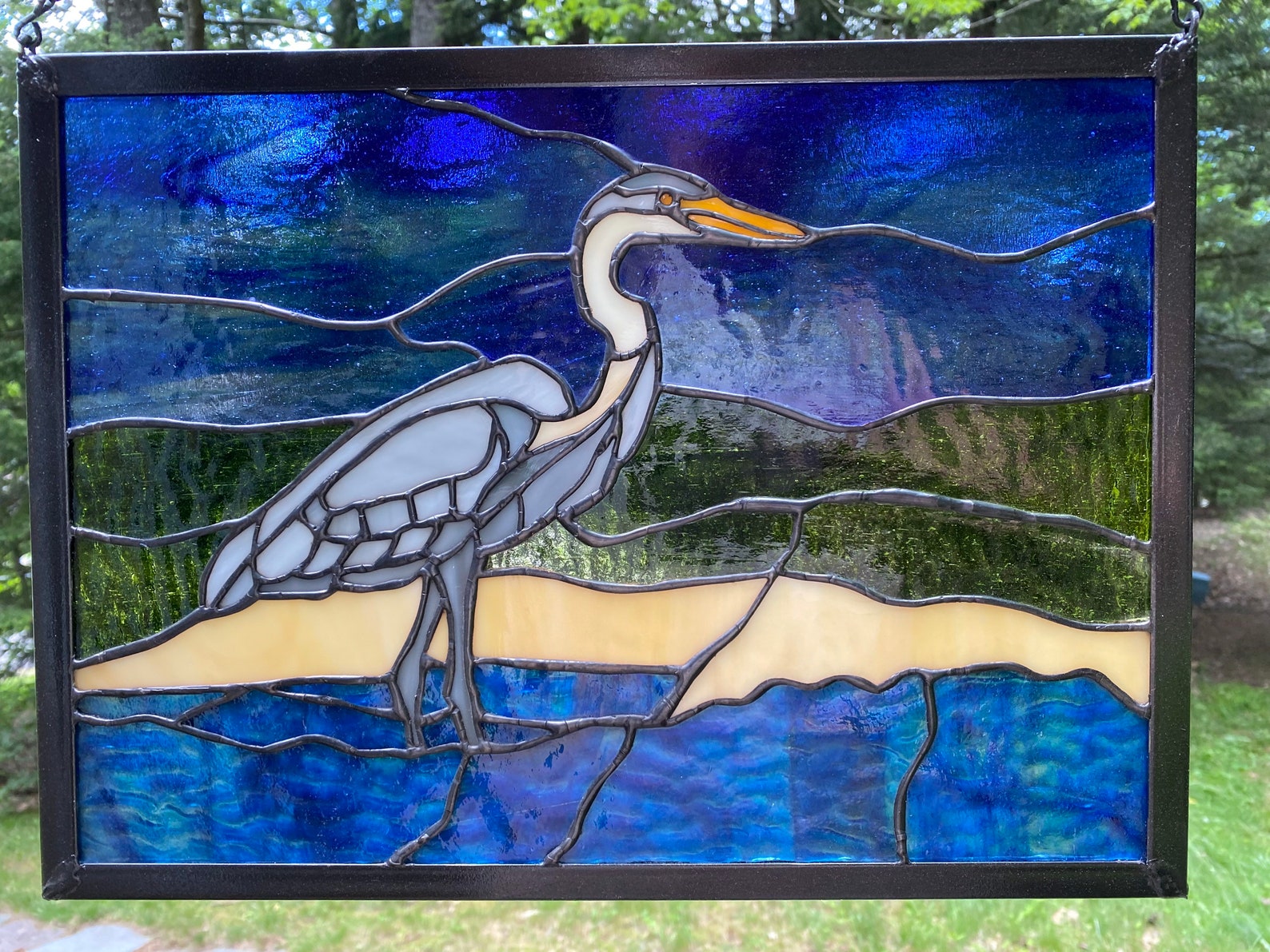 Blue Heron Stained Glass Etsy