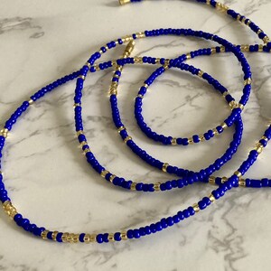Royalty Waist Beads With Clasps, 45 inches, Deep Blue and Gold, Belly chain