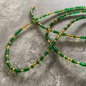 Abundance Waist Beads With Clasps, Green, Gold, Waist Beads