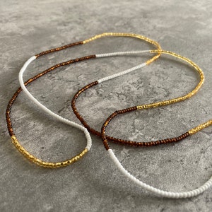 Brown Sugar Waist Beads, Dainty, Tie-on Waist Beads, Belly Chain, African Waist Beads, Gold Waist Chain