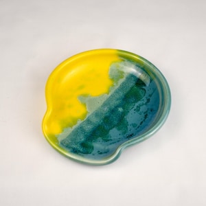Handmade Ceramic Spoon Rest-Yellow and Blue