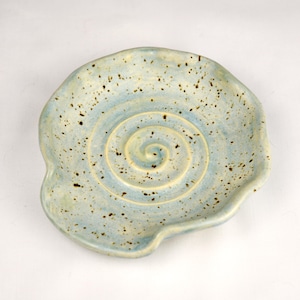 Handmade Ceramic Spoon Rest-Speckled Coastal Blue