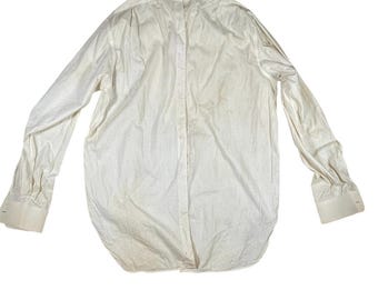 1920s / 1930s Dress Bib Shirt Mens White French Cuff Tux Shirt