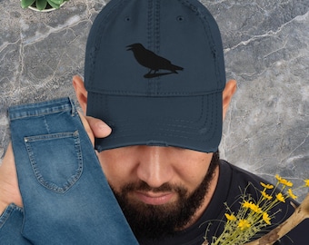 Crow Talking Distressed Dad Hat
