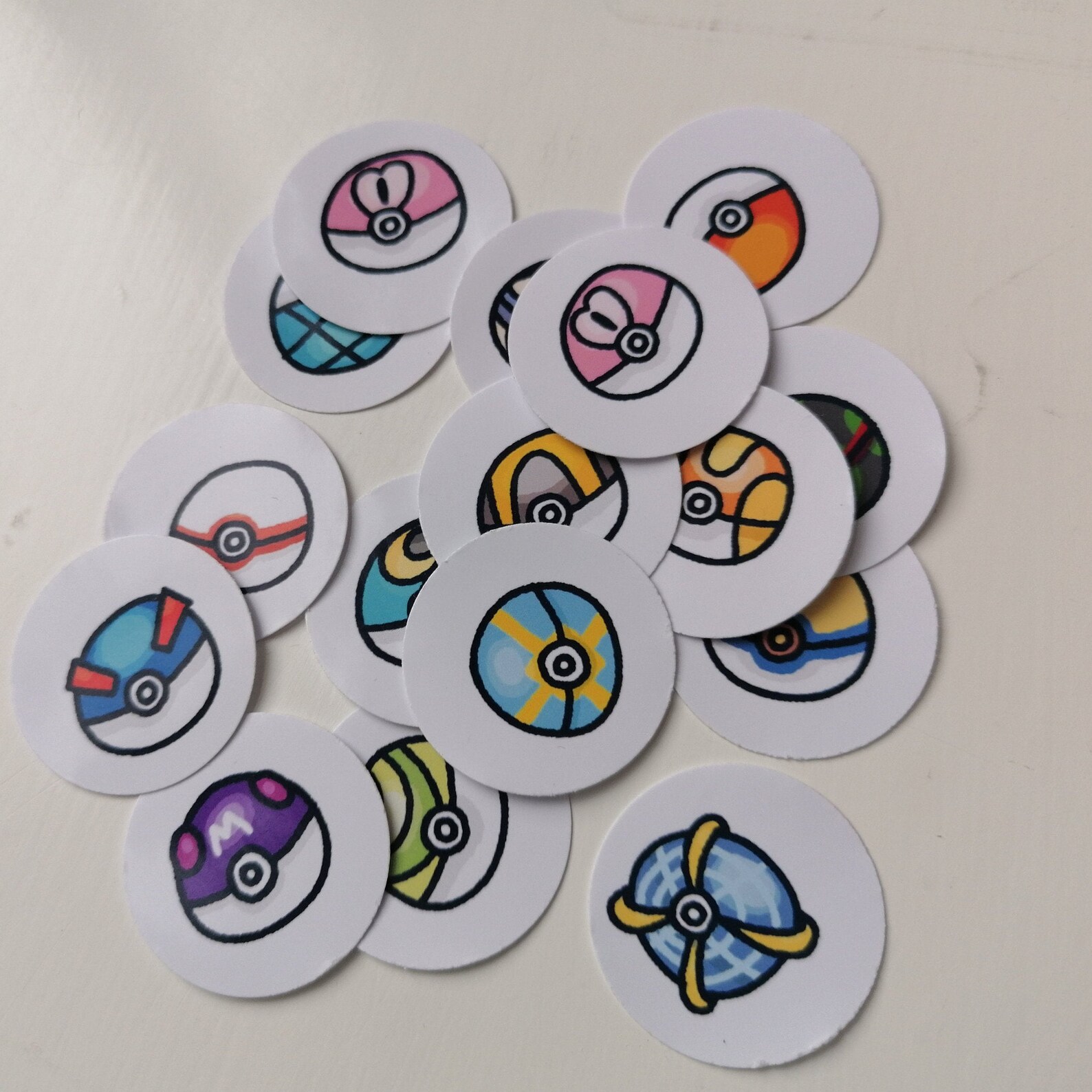 Pocket Monster Stickers Pokéballs 16 x Stickers Glossy Etsy