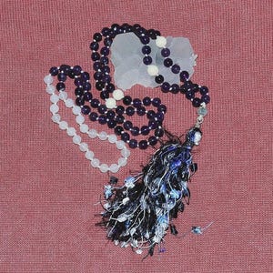 Hand Knotted Zen Mala Necklace Amethyst Quartz