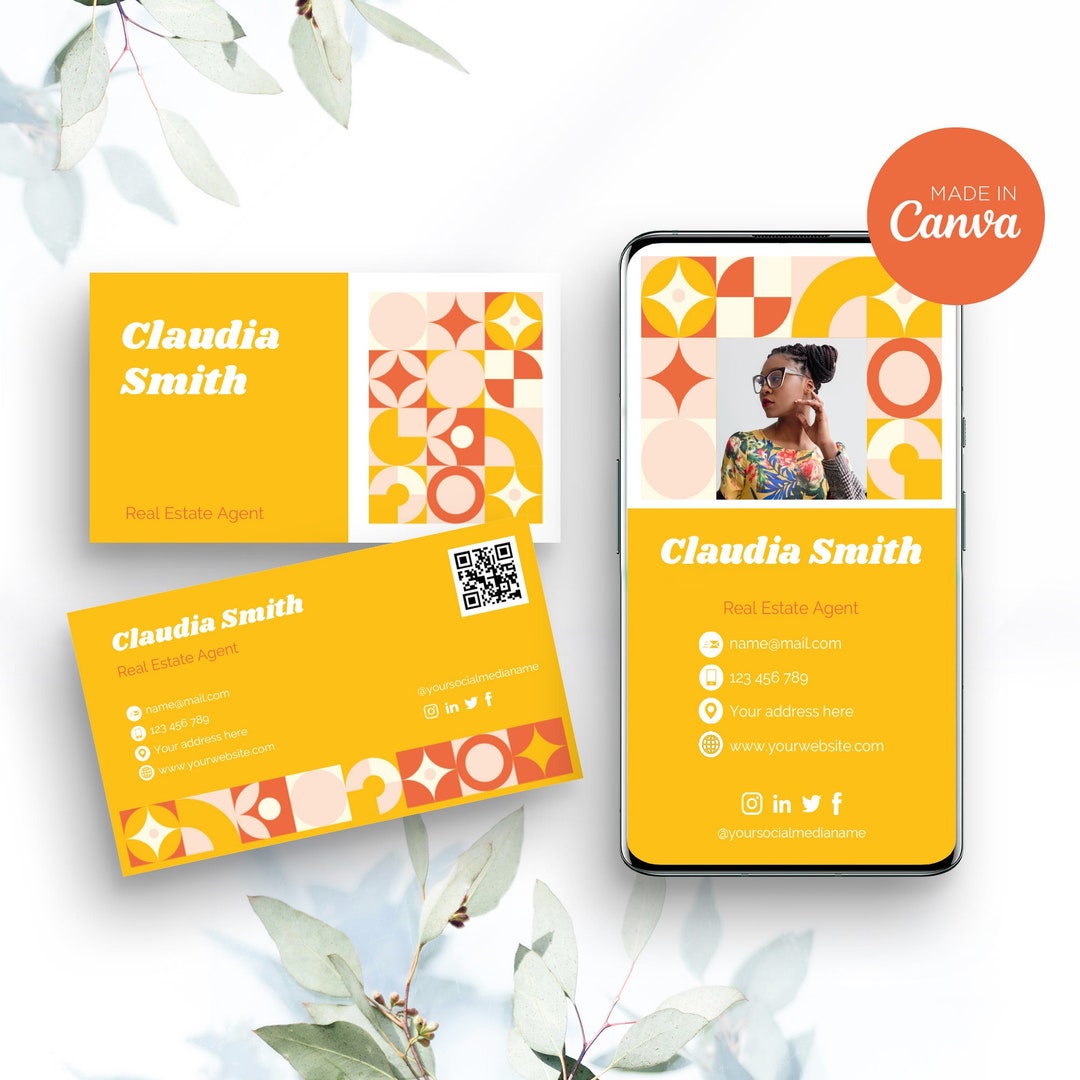Printable and Digital Business Card Template, Instant Download