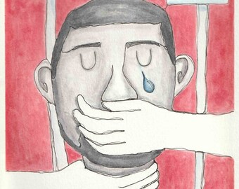 Fundraiser Strangled Original Watercolor Illustration Donation to Black Lives Matter Cause