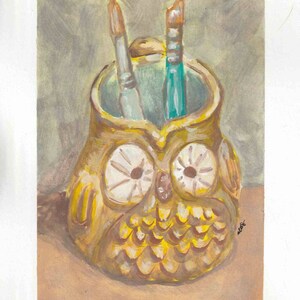 Owl Cup - Original Gouache Illustration