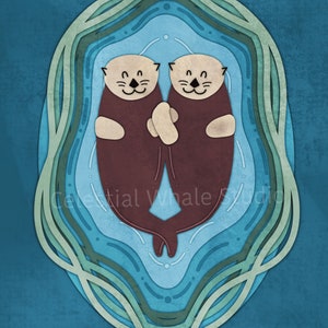 Otters in Love - PRINT  - 8x10
