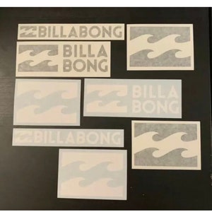 Billabong Glossy Decals:  8-pack, no background, skate, surf, snow