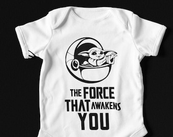 The Force That Awakens You | Star Wars The Mandalorian | The Child | Funny Baby Gift | Bodysuit | Onesie