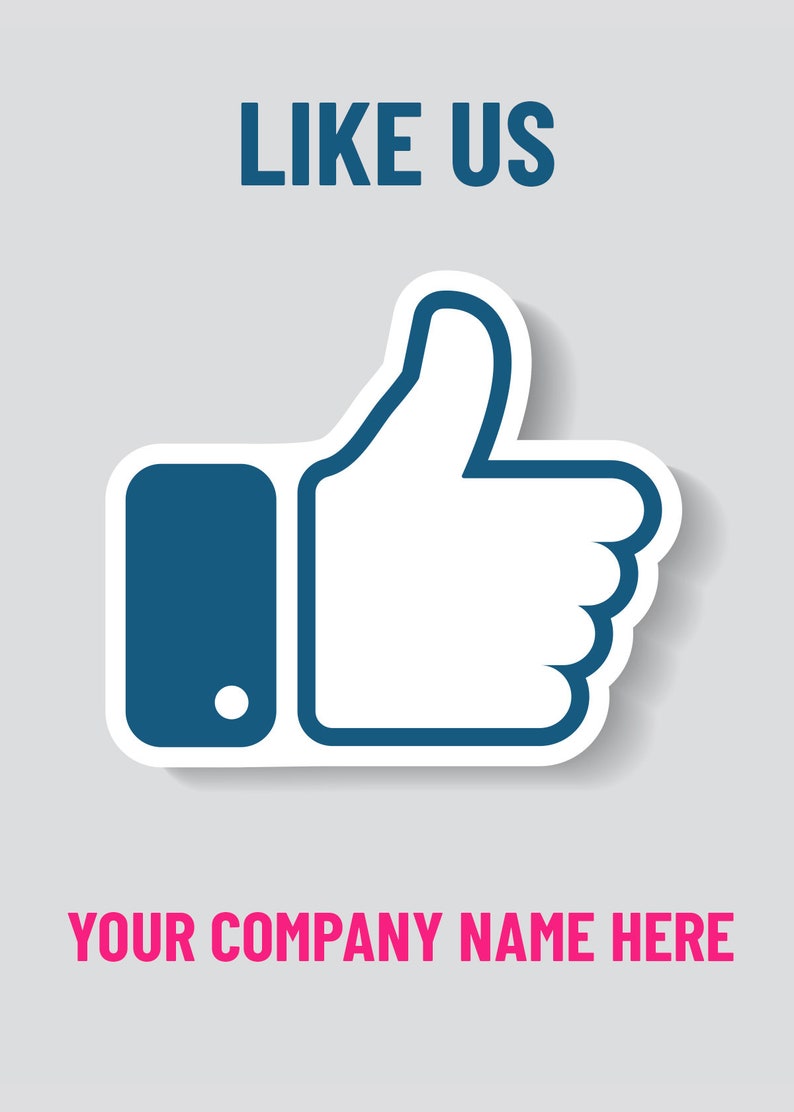 Facebook Like Us With Icon and Customized Text Social Media - Etsy