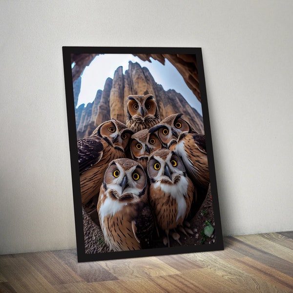 Curious Owls | Owl Poster | Nature Wall Art | Home, Art | Wall Art | Poster