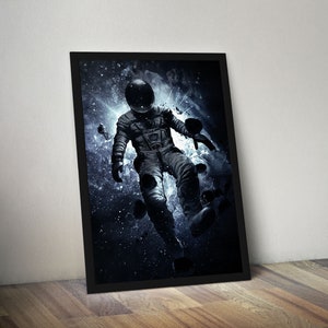 Astronaut on Space Poster | Space Art | Space Wall Art | Sci-fi Decoration | Space Gift |
