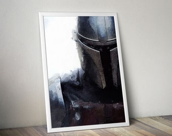 The Mandalorian Poster Wall Art |- Star Wars Decoration | Minimalist Poster | Close-up