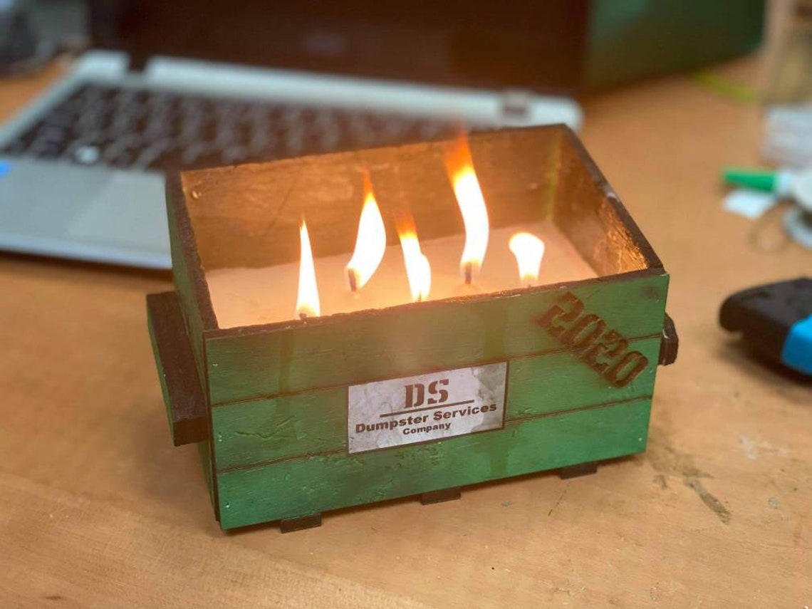 2020 Dumpster Fire Lamp Candle LED Flame Pen Holder Etsy