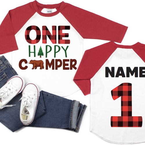 One Happy Camper Birthday Shirt Camping Birthday Shirt One Etsy