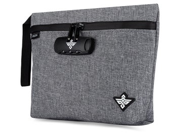 Erozul Orion 11" Smell Proof Case with Combination Lock Water Resistant Stash Bag Container for Herbs & Accessories + Bonus Gifts - Gray