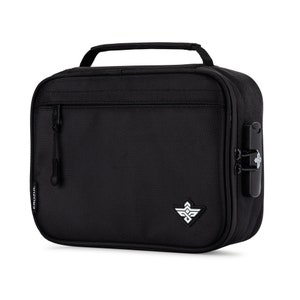 May include: Black rectangular bag with a top handle and a combination lock. The bag features a front zip pocket and a white logo on the lower right. The brand name "EROZUL" is printed vertically on the left side.