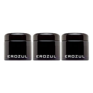 Erozul 60ml Screw Top Wide Mouth Odor Smell Proof Air Tight Glass UV Stash Jar - 3 Pack