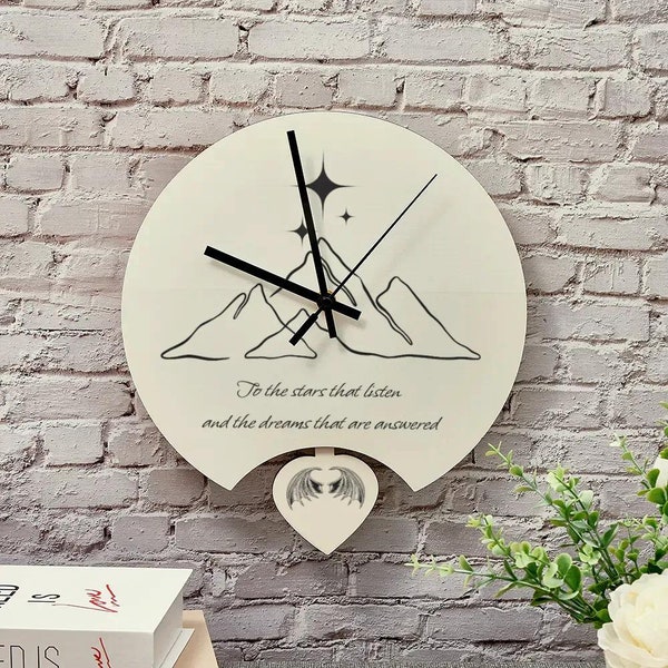 Night Court Wall Clock with Heart Pendulum - Handmade Silent Clock - Wall Decor - Booktok